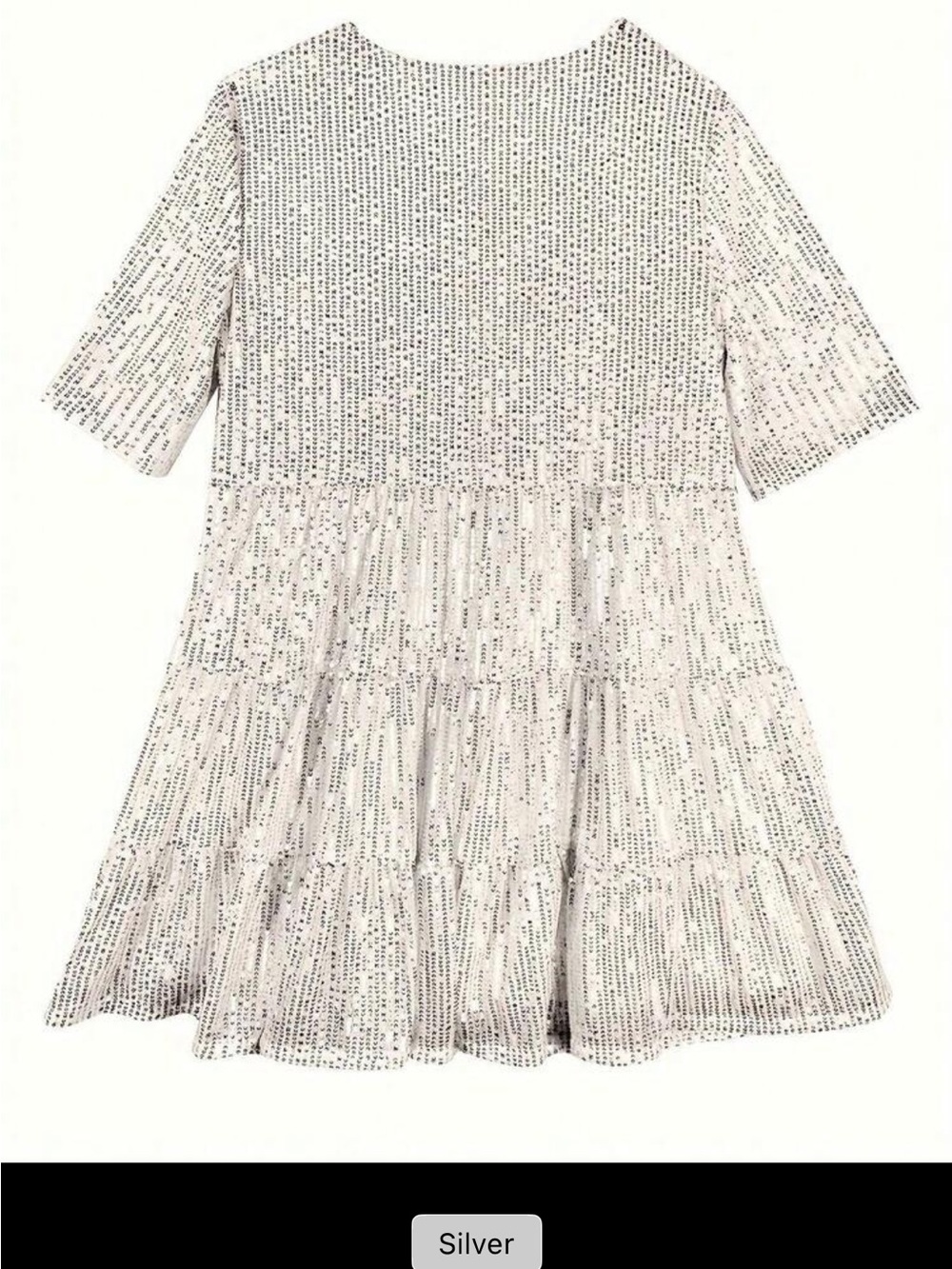 Womens Silver Sparkle Tiered Dress